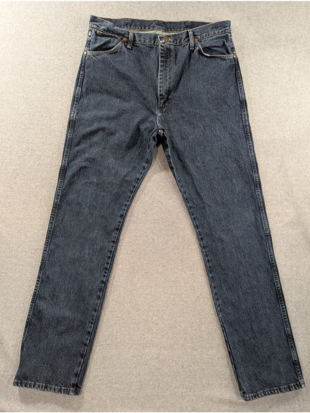 Wrangler 13MWZWD Jeans Mens 38x36 Blue Dark Wash Regular Straight Cowboy Denim